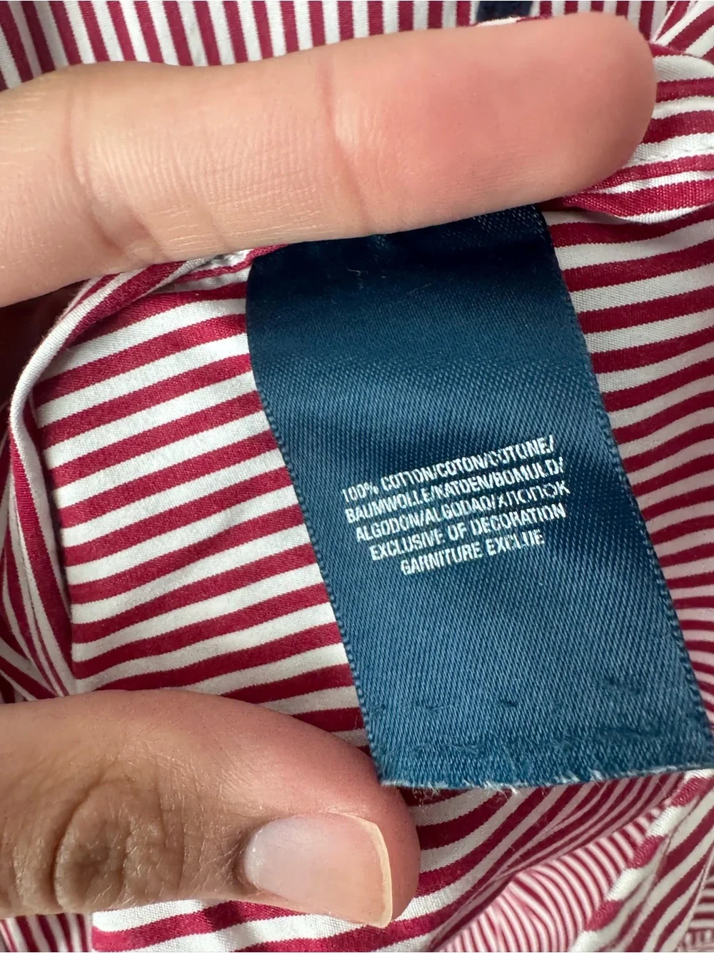 Polo Ralph Lauren Red White Stripe Button Down Shirt L (14-16) Cotton Navy Blue